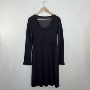 Horny Toad Toad & Co Tomboy Faux Wrap A-Line Long Sleeve Brown Dress Size Large